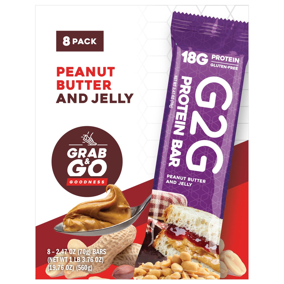 Gluten-free G2G protein bars close-up