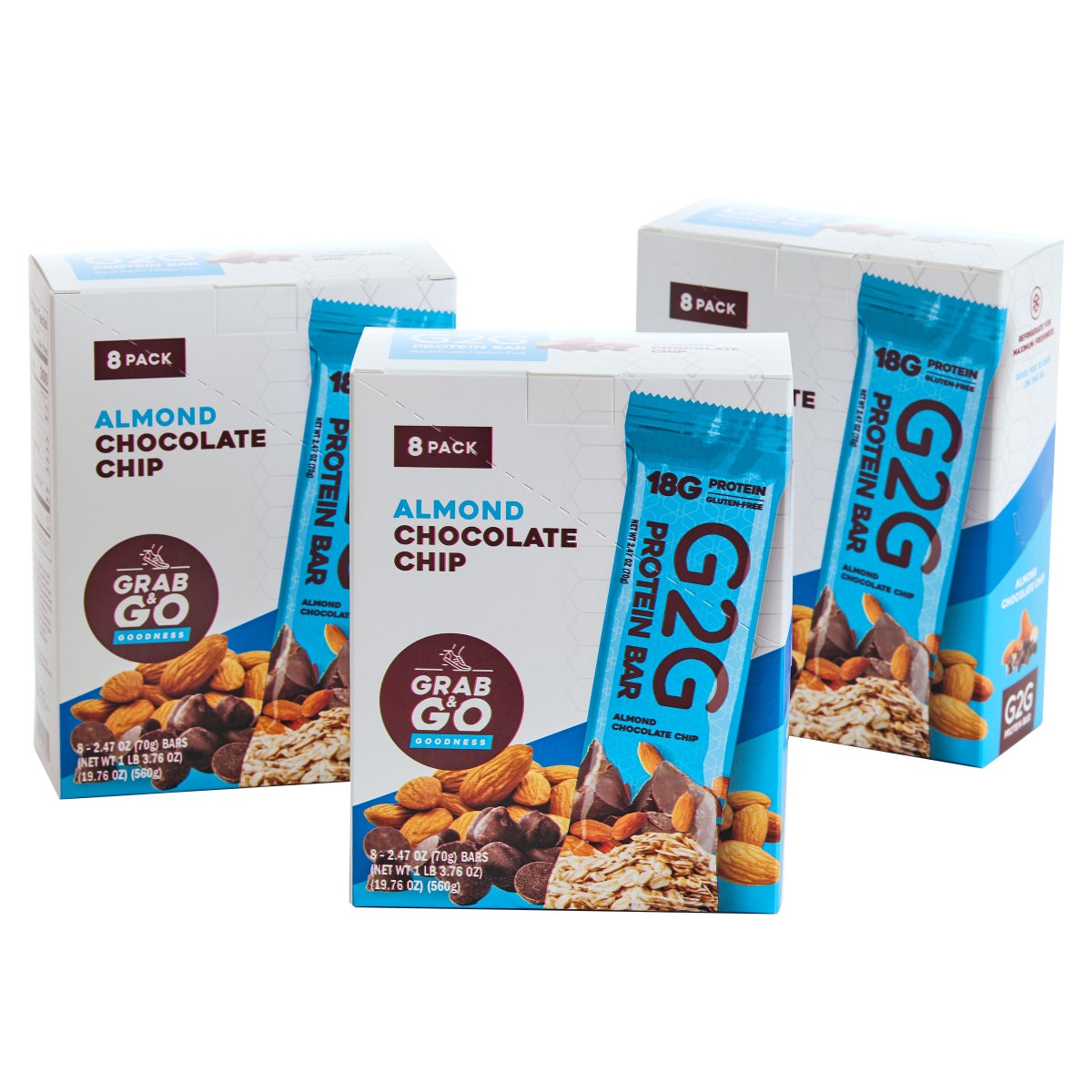 G2G Almond Chocolate Chip protein bars 24-count box