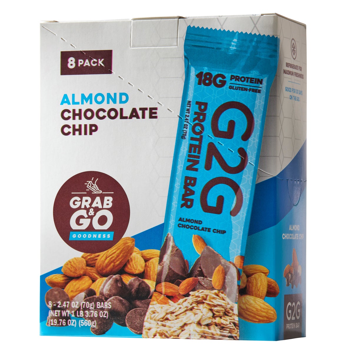 G2G protein bars with almond chocolate chip flavor