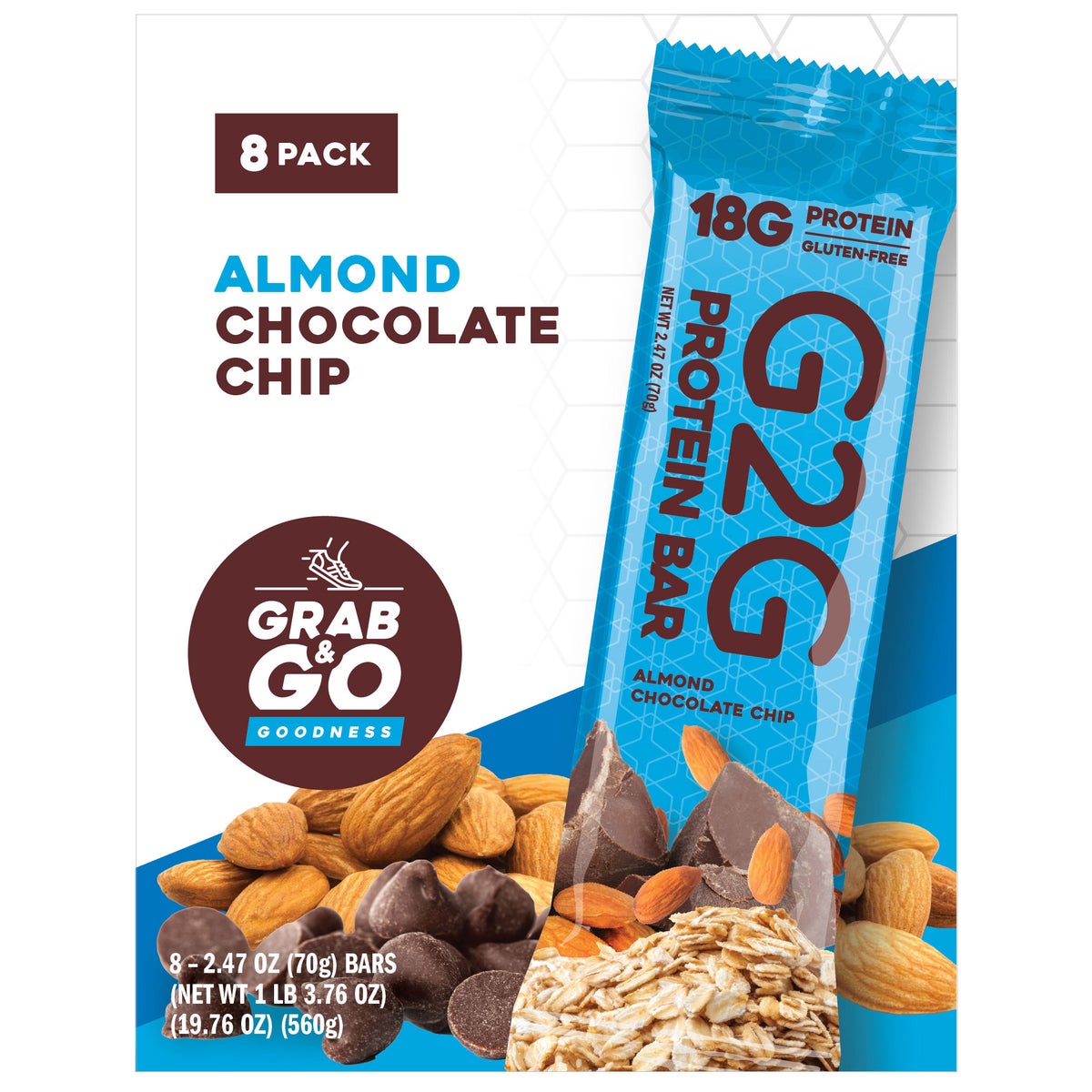 Gluten-free G2G almond chocolate chip snack bars