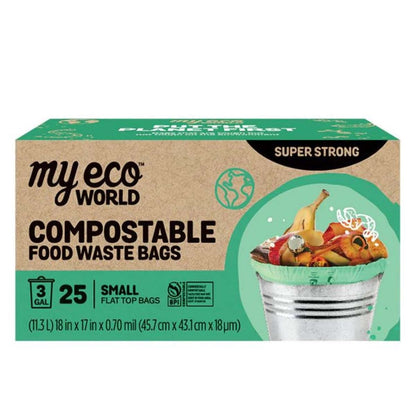 Green 3-gallon compostable trash bags by MyEcoWorld
