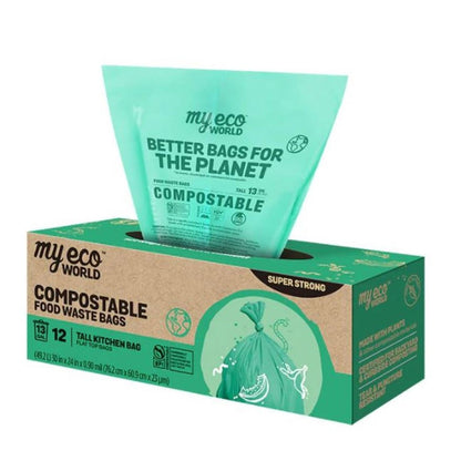 Compostable 13-gallon bags for everyday cleanup