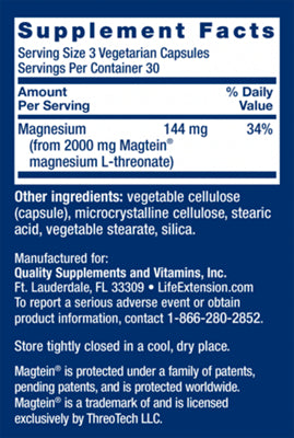 Life Extension Neuro-Mag with 2,000 mg Magtein