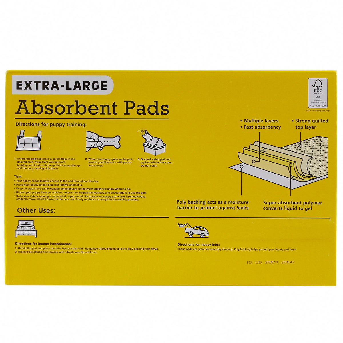 Quilted top layer absorbent pet pads