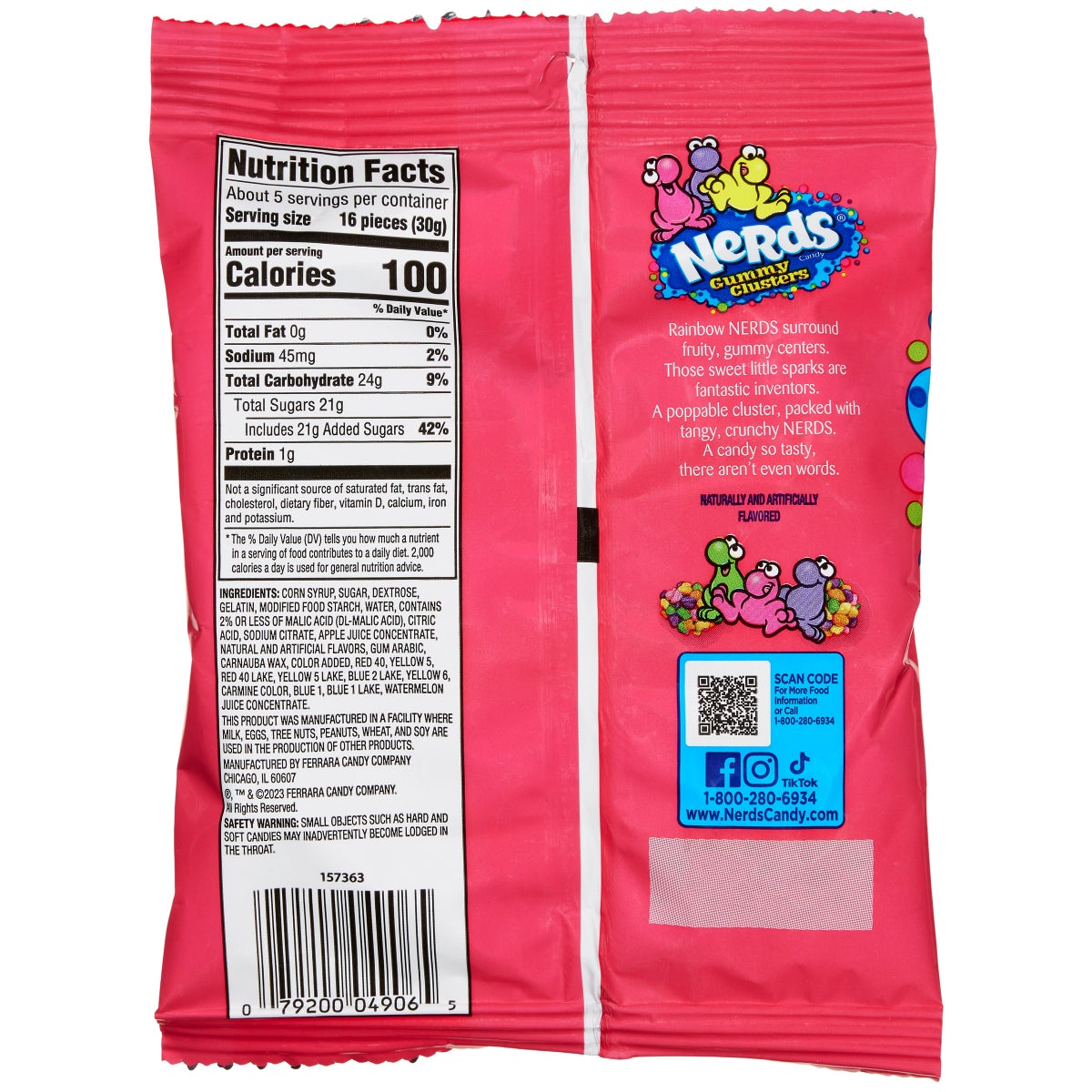 Rainbow Nerds Gummy Clusters peg bags for sharing