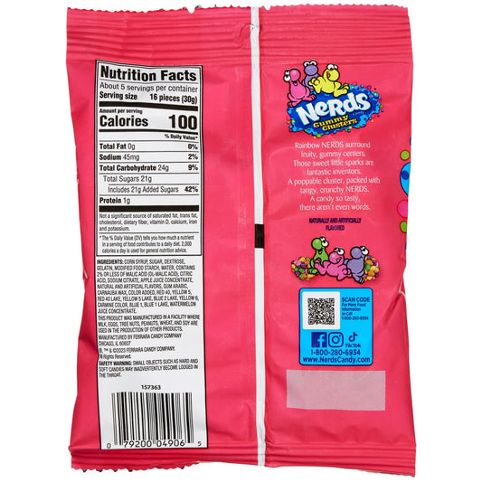 Rainbow Nerds Gummy Clusters peg bags for sharing