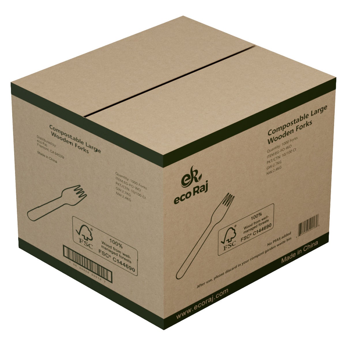 Eco Raj compostable wooden forks 1000 count