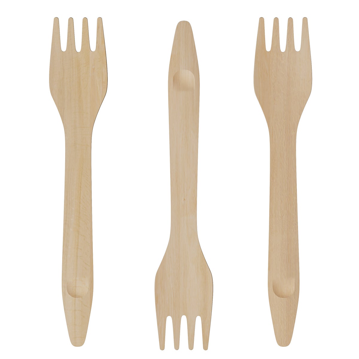 Birch wood disposable forks in bulk pack