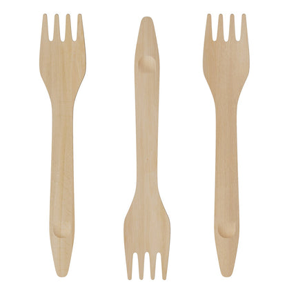 Birch wood disposable forks in bulk pack