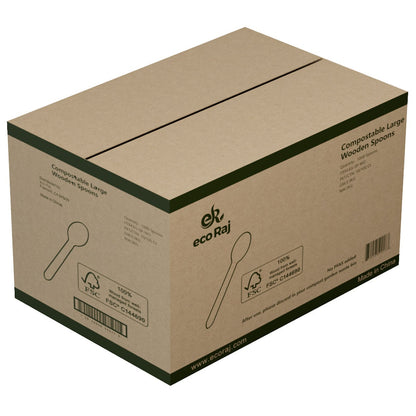 Eco Raj compostable birch wooden spoons 1000 count