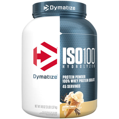 Dymatize Nutrition ISO100 Gourmet Vanilla whey protein isolate, 3 lb. container