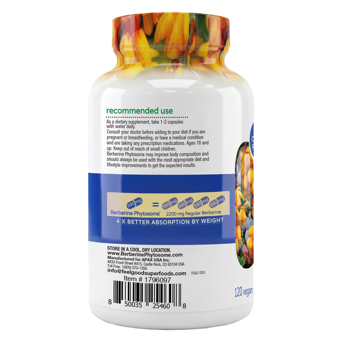 Feel Good Organic berberine phytosome supplement front label