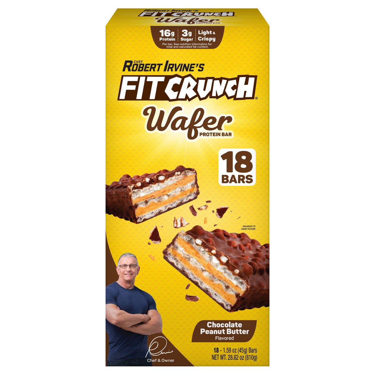 FITCRUNCH chocolate peanut butter wafer protein bars box