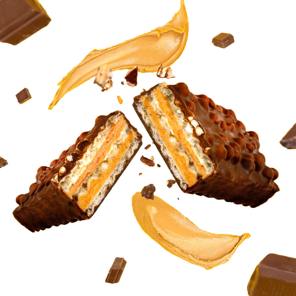 FITCRUNCH chocolate peanut butter snack bars stacked