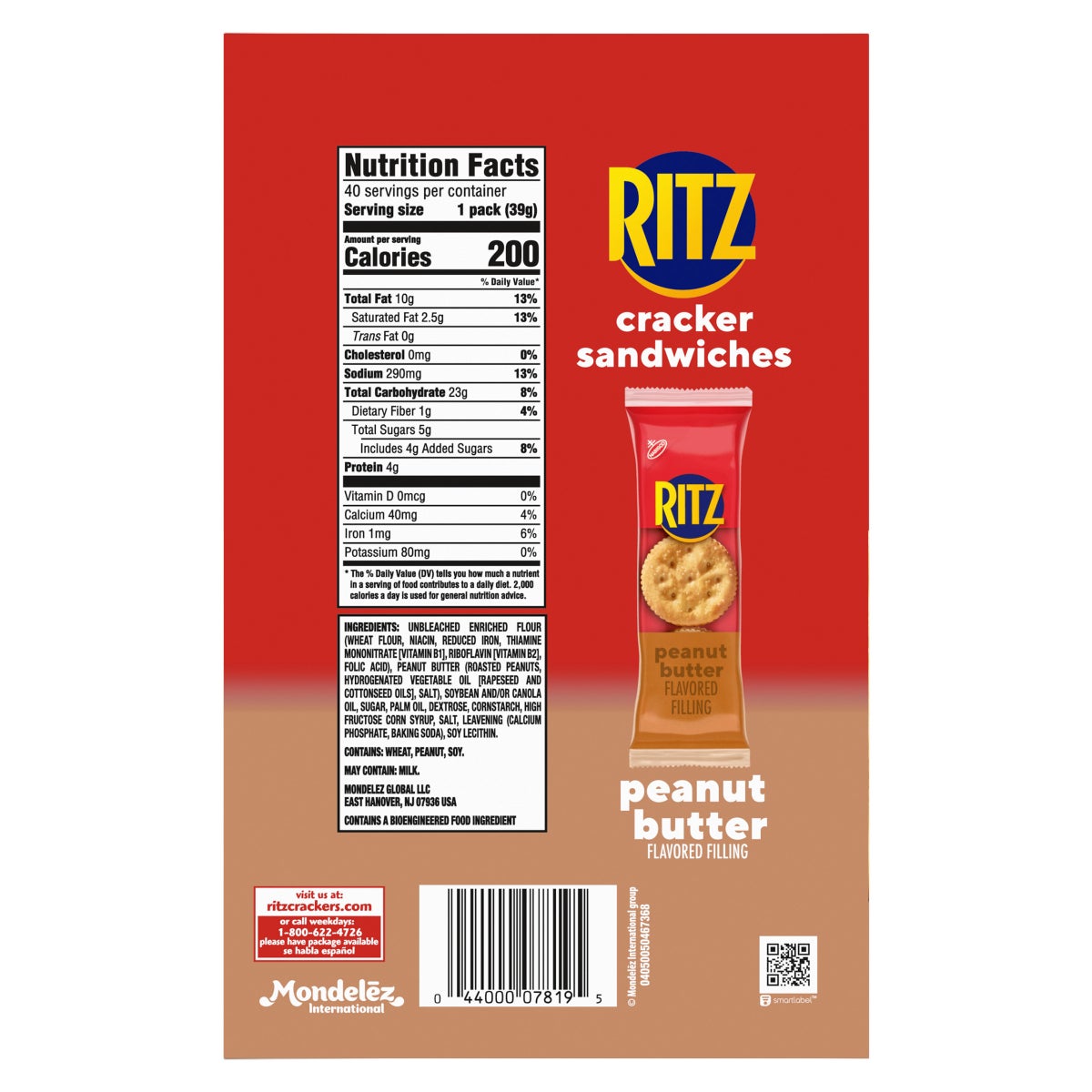 RITZ peanut butter crackers close-up packaging
