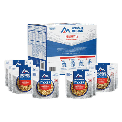 Mountain House homestyle outdoor meal kit with 8 pouches