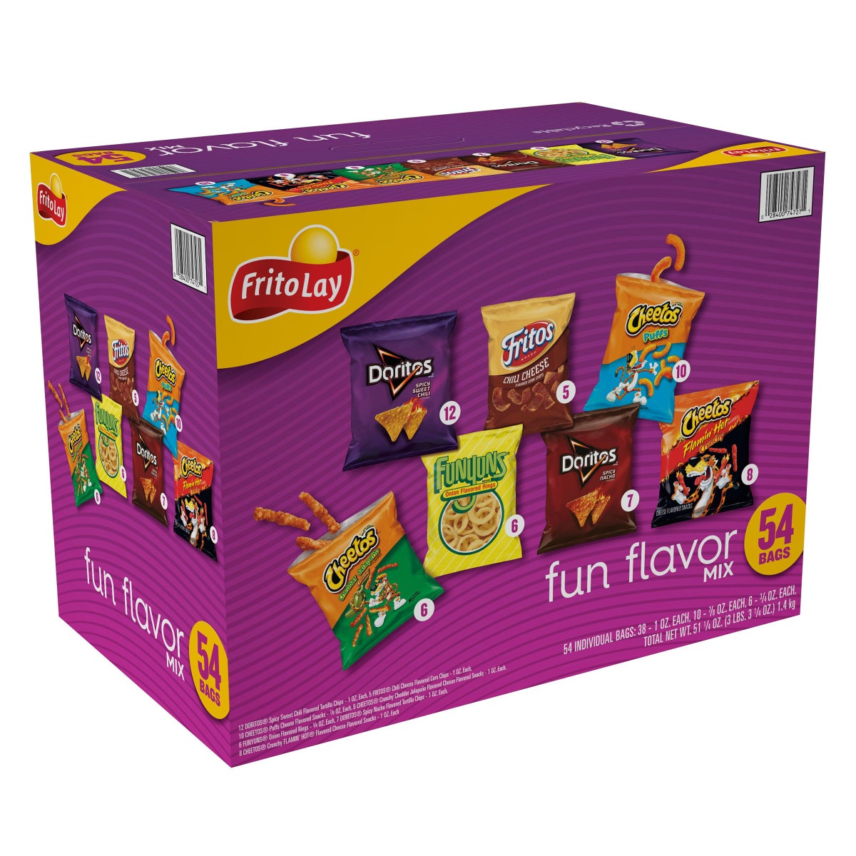Frito Lay Fun Flavor Mix Variety Pack 54-count box