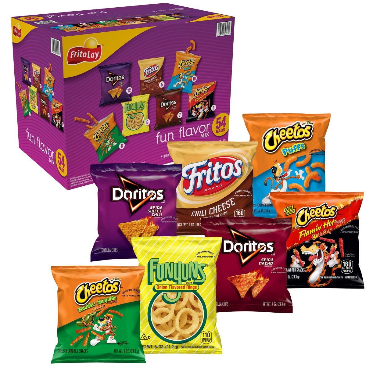 Frito Lay assorted snack variety pack with 54 bags