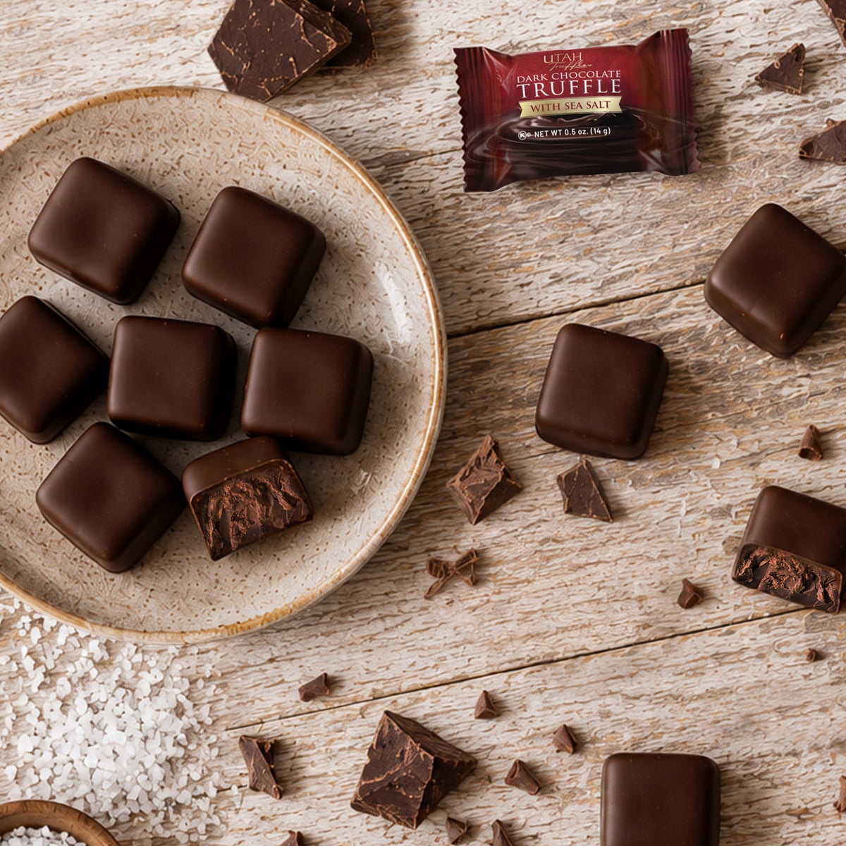 Utah Truffles Dark Chocolate Truffles With Sea Salt 16 oz, 2-pack