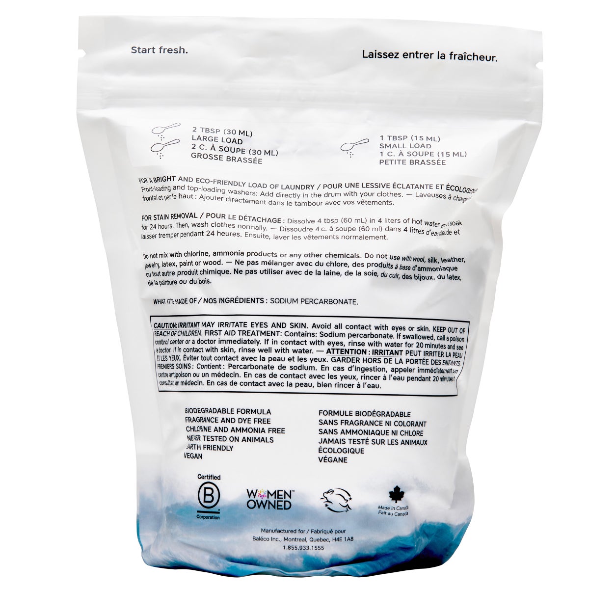 Three-bag laundry whitener set for everyday wash care
