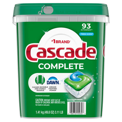 Cascade Complete Fresh dishwasher detergent ActionPacs 93 count