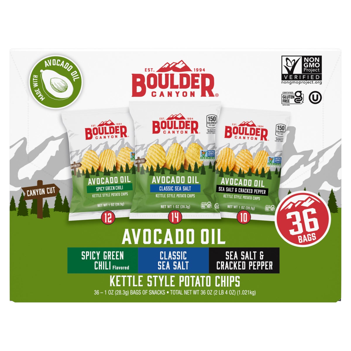 Boulder Canyon 1 oz chip bags in assorted flavors