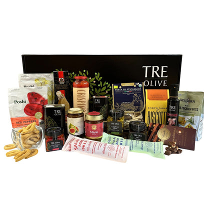 TRE Olive Cena Gift Box with Italian pantry items