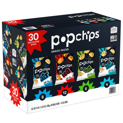 Popchips potato chips variety pack 30 snack bags
