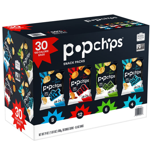 Popchips potato chips variety pack 30 snack bags