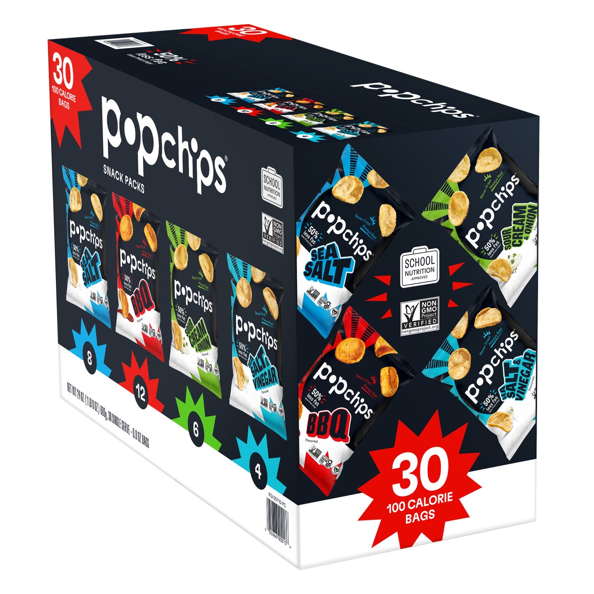 Individual Popchips snack packs 0.8 oz each