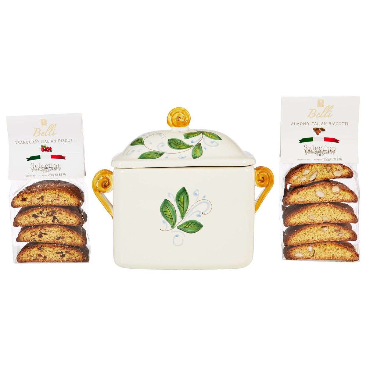 Decorative Italian ceramic jar for biscotti storage