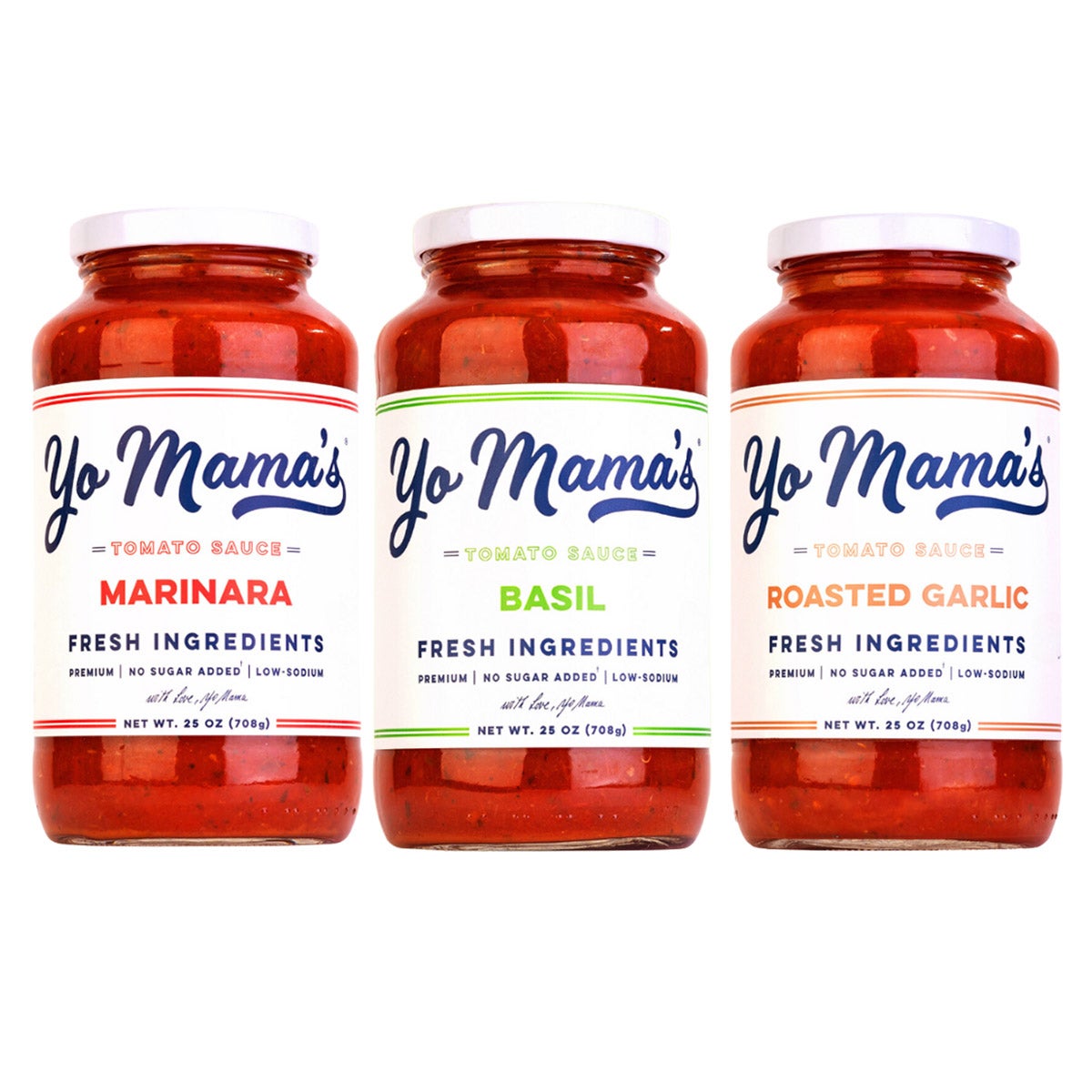 Yo Mama's low-sodium variety pasta sauce 3-pack
