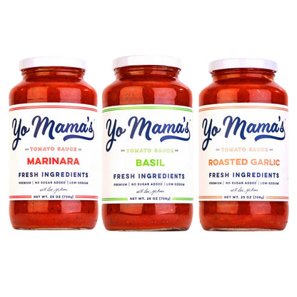 Yo Mama's low-sodium variety pasta sauce 3-pack