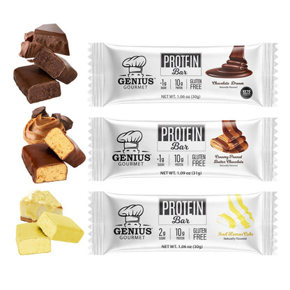 Creamy Peanut Butter Chocolate protein bars by Genius Gourmet
