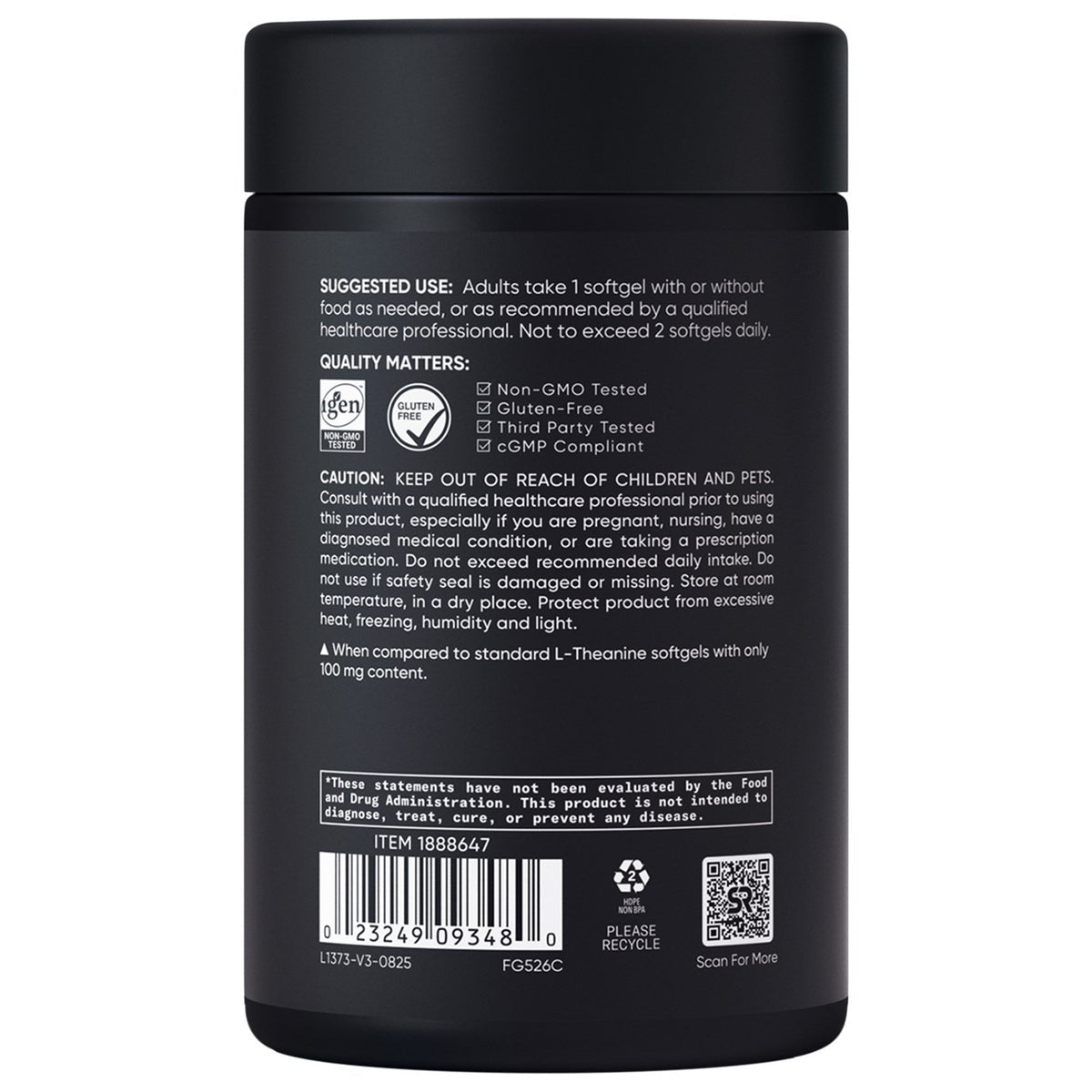 Sports Research Suntheanine 200 mg supplement front label