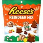 REESE'S Christmas snack mix with chocolate drizzled popcorn