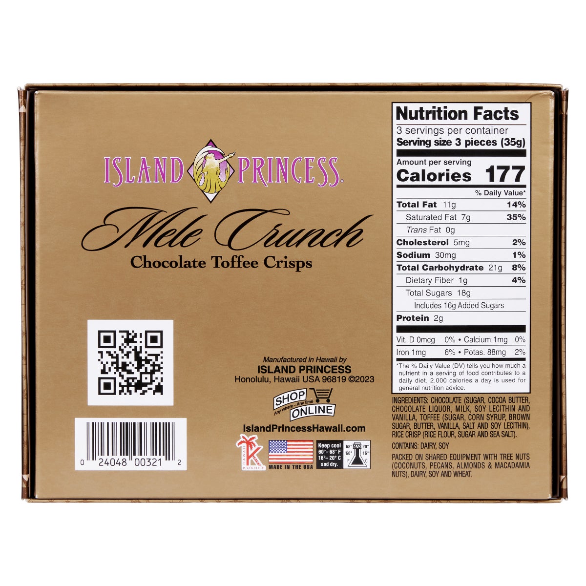 Chocolate toffee crisp snack packaging 3.75 oz box