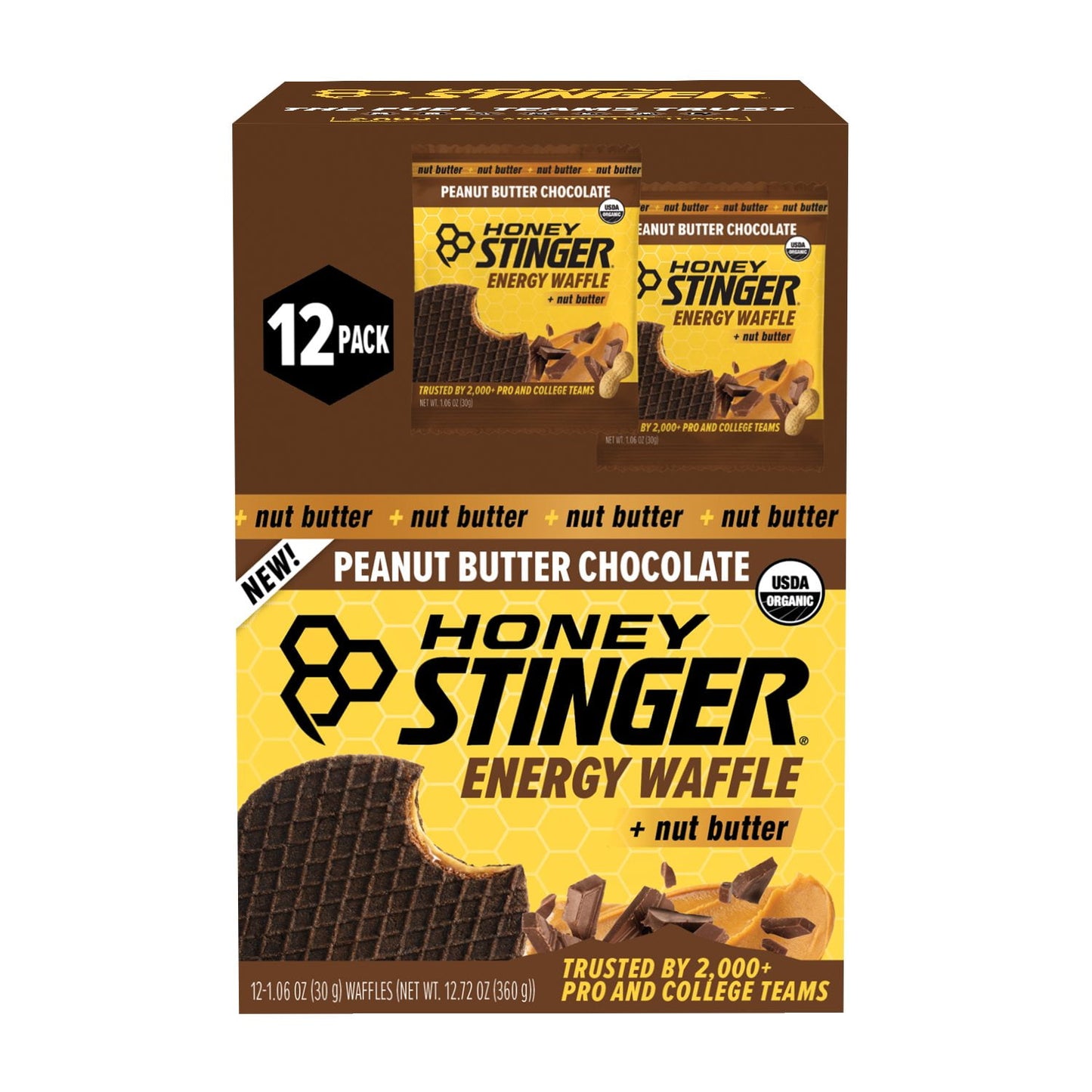 Honey Stinger organic peanut butter chocolate energy waffle 12 pack