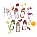 Pressed cleanse bottles with juices and shots