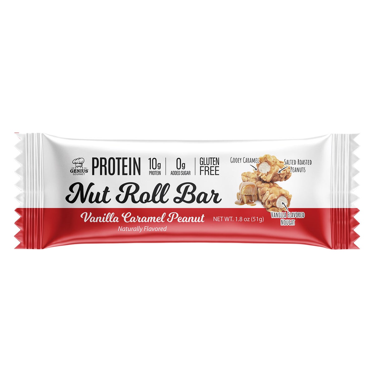 Genius Gourmet vanilla caramel peanut protein bars