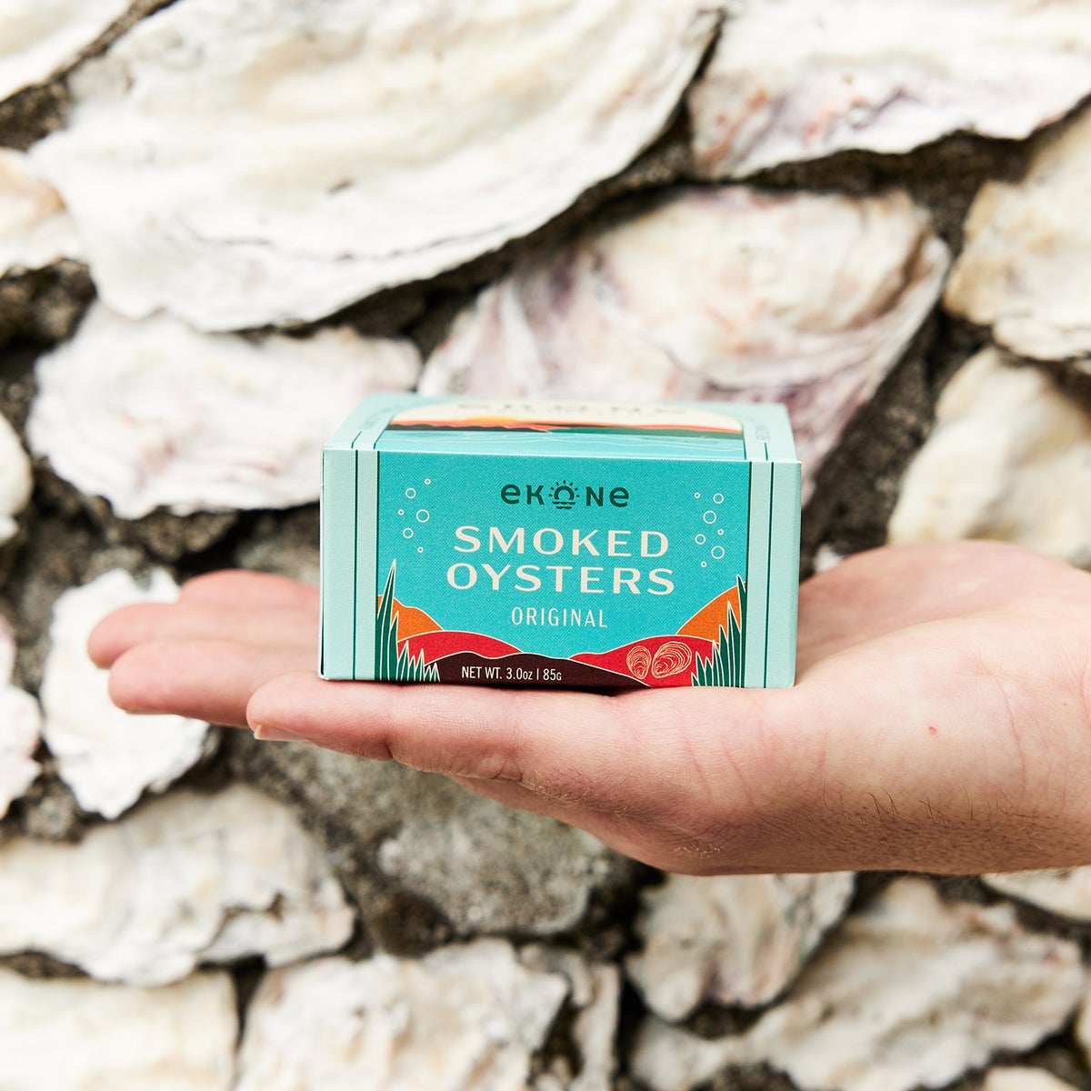 Ekone original smoked oysters label detail