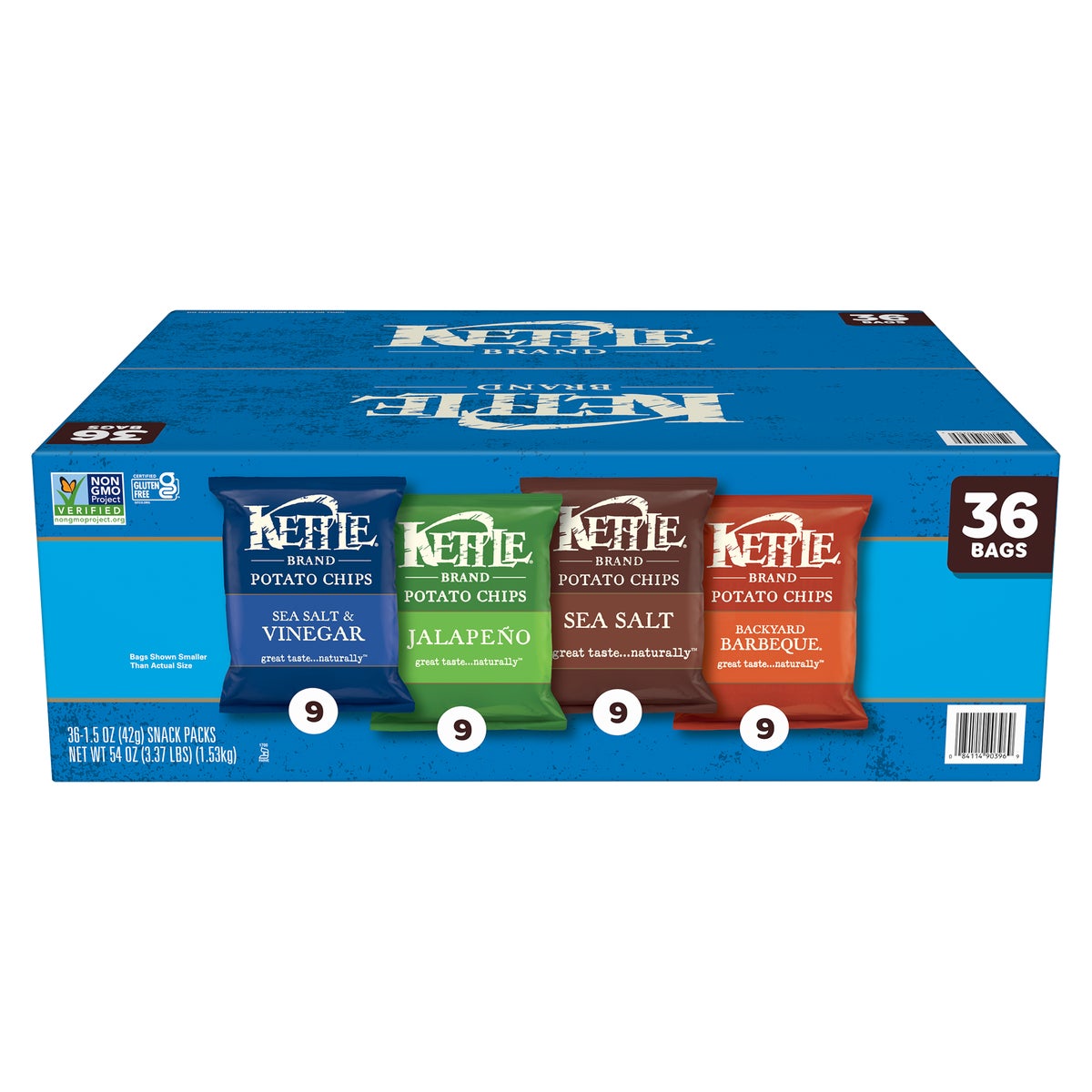 Kettle Brand potato chips variety pack 36-count box