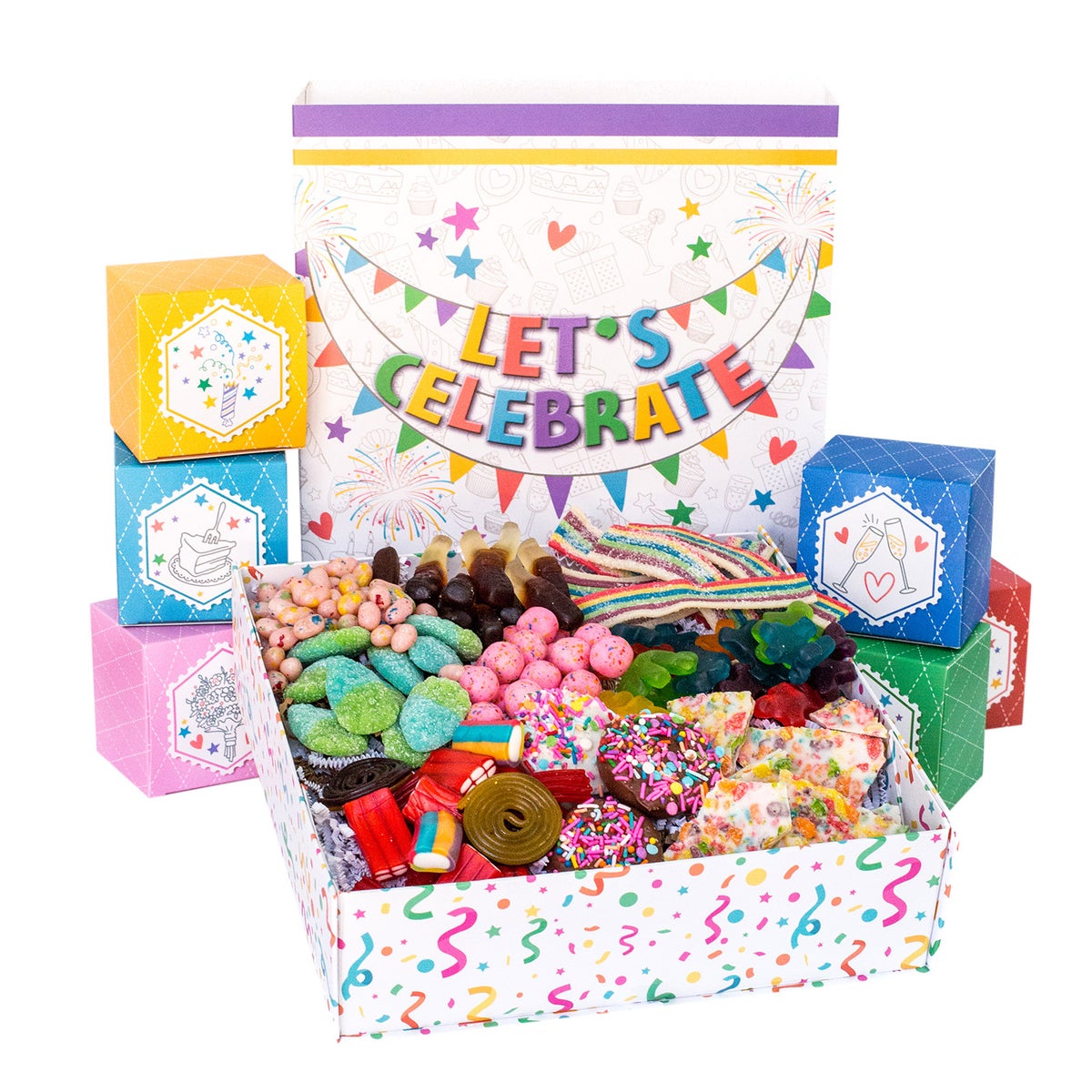 Sugar Plum Let's Celebrate Treat Gift Box 27 oz front view