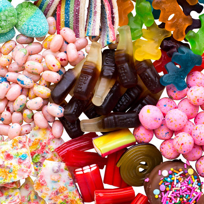 Assorted gummy candies in Sugar Plum treat box
