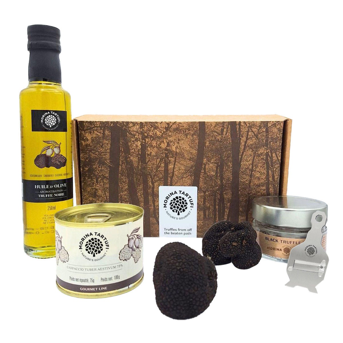 Winter truffle gourmet gift set with truffle slicer
