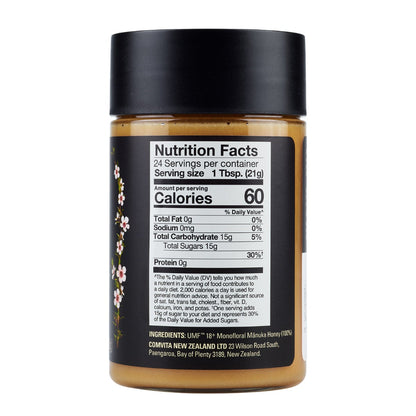 Comvita certified Manuka honey product label