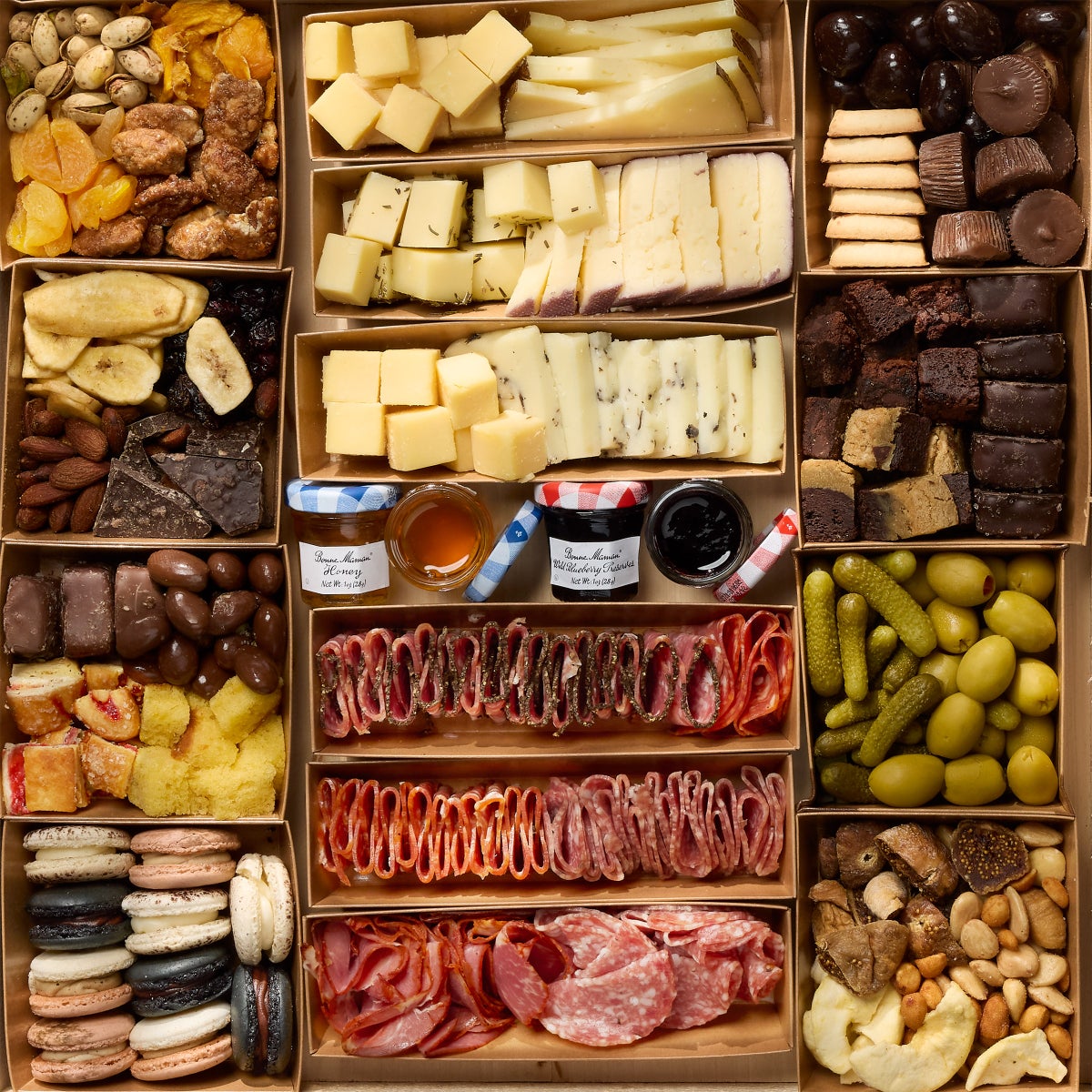 Charcuterie board with premium cheeses and cured meats
