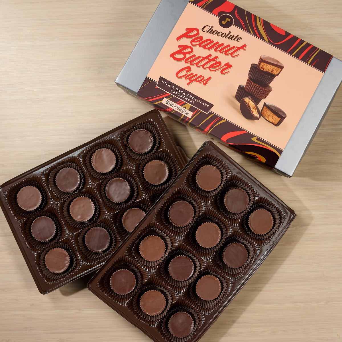 Milk and dark chocolate peanut butter cups assortment