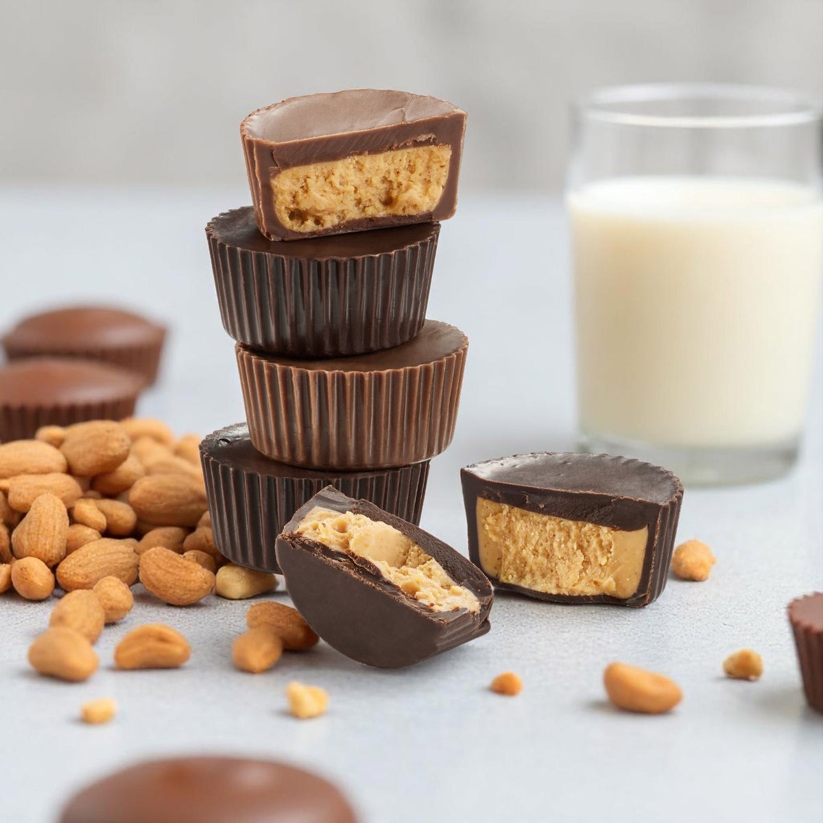 A'cappella peanut butter cups made with natural peanut butter