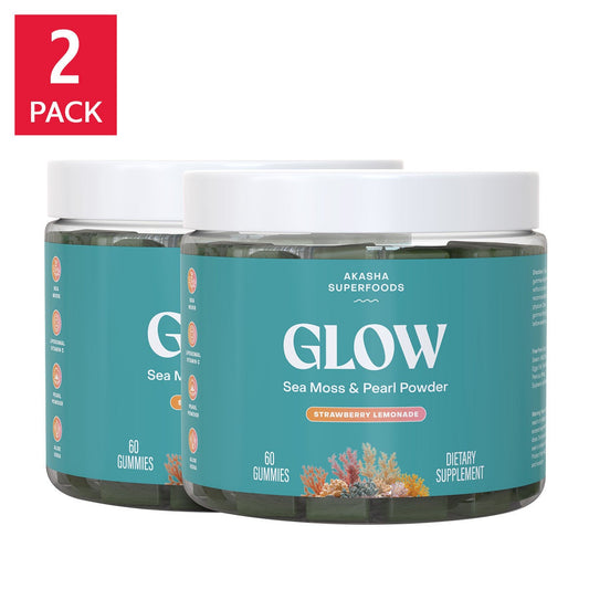 Akasha Superfoods GLOW sea moss and pearl powder gummies 2-pack